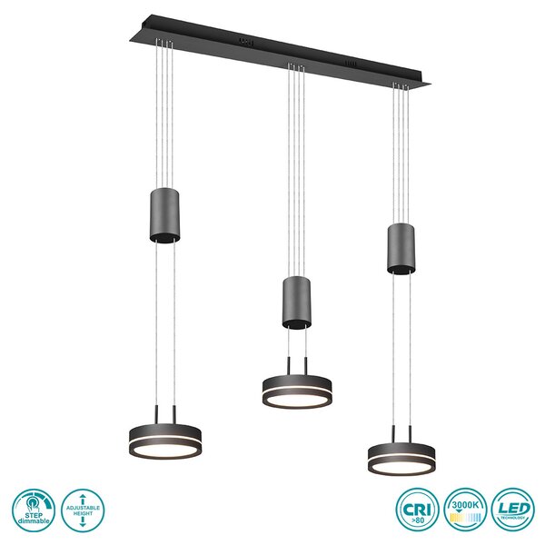 Φωτιστικό Κρεμαστό Trio Lighting Franklin 326510342 Ανθρακί