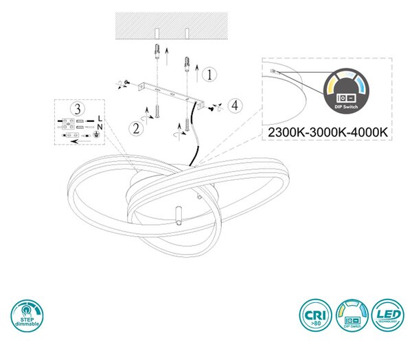 Φωτιστικό Οροφής Trio Lighting Yara 626210107 Νίκελ Ματ