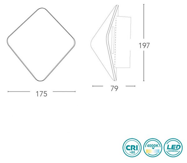 Απλίκα Intec LED-W-Kite NER 8031440361187 Μαύρη