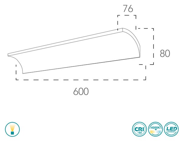 Απλίκα Intec LED-W-Mustang-600 8031440361149 Λευκή