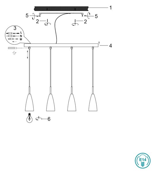 Κρεμαστό Φωτιστικό Ράγα RL Lighting Farin R30694007 Νίκελ Ματ