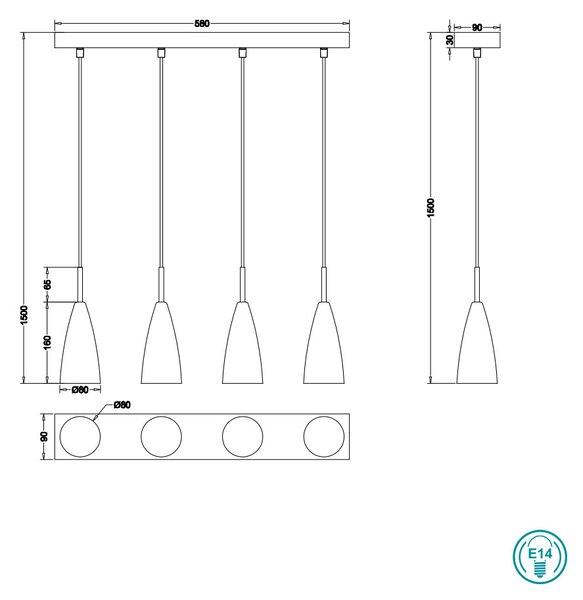 Κρεμαστό Φωτιστικό Ράγα RL Lighting Farin R30694007 Νίκελ Ματ