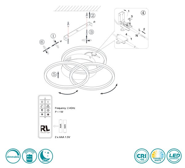 Φωτιστικό Οροφής RL Lighting Circle R62823132 Μαύρο Ματ