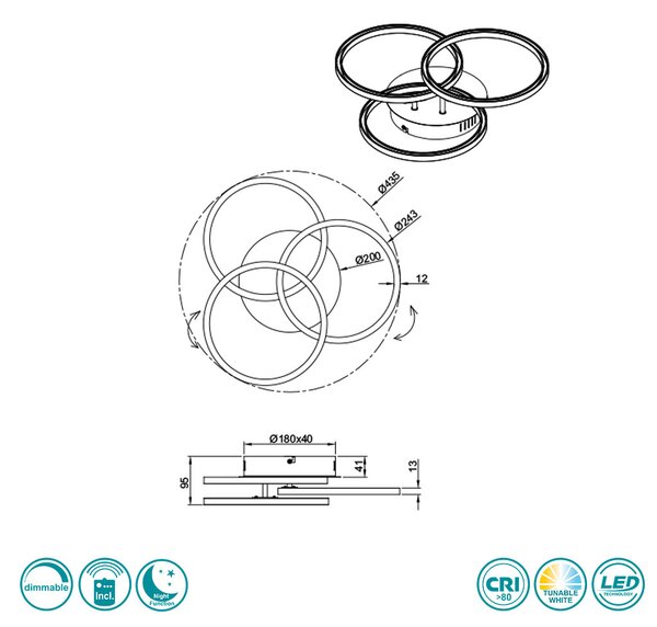 Φωτιστικό Οροφής RL Lighting Circle R62823132 Μαύρο Ματ