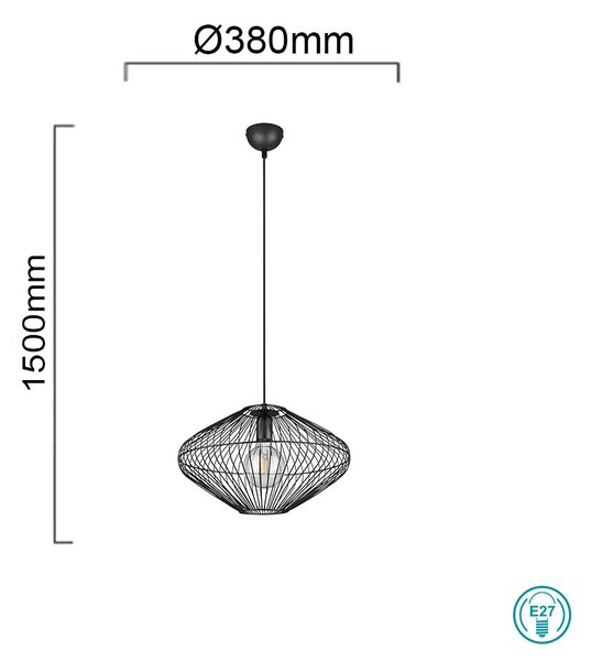 Φωτιστικό Κρεμαστό RL Lighting Cobain R30831032 Μαύρο Ματ