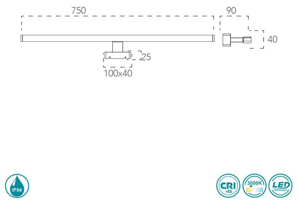 Απλίκα Μπάνιου Intec LED-W-Lancer-C BCO 8031414876679 Λευκή (3000K)