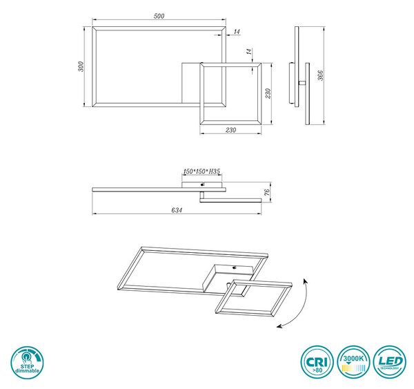 Φωτιστικό Οροφής RL Lighting Padella R62642132 Μαύρο Ματ (3000K)