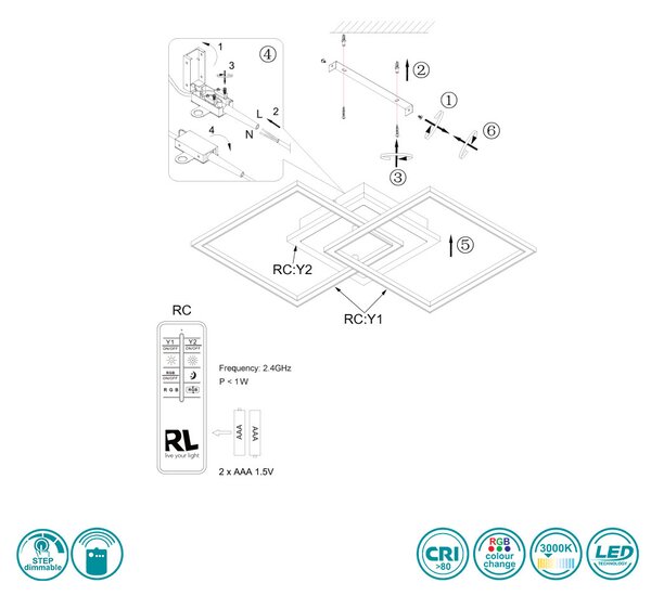 Φωτιστικό Οροφής RL Lighting Arribo R62843187 Γκρι