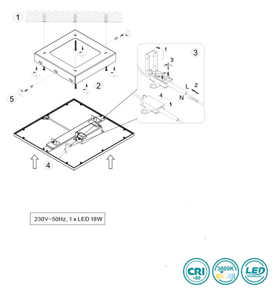 Φωτιστικό Panel Οροφής RL Lighting Alpha R62324587 Γκρι