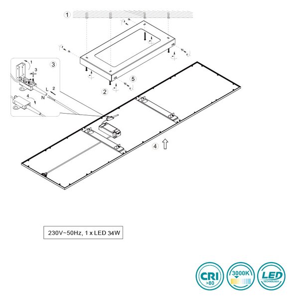 Φωτιστικό Panel Οροφής RL Lighting Alpha R62328087 Γκρι