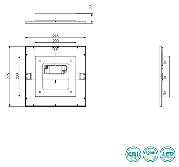 Φωτιστικό Panel Οροφής RL Lighting Alpha R62323032 Μαύρο Ματ