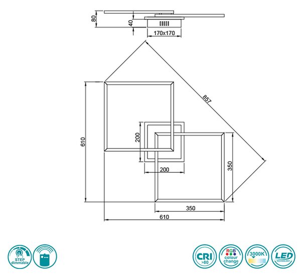 Φωτιστικό Οροφής RL Lighting Arribo R62843187 Γκρι