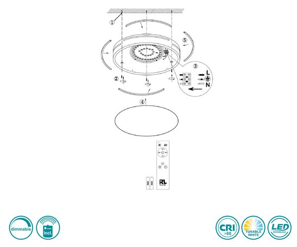 Φωτιστικό Οροφής RL Lighting Tacoma R62241131 Λευκό Ματ