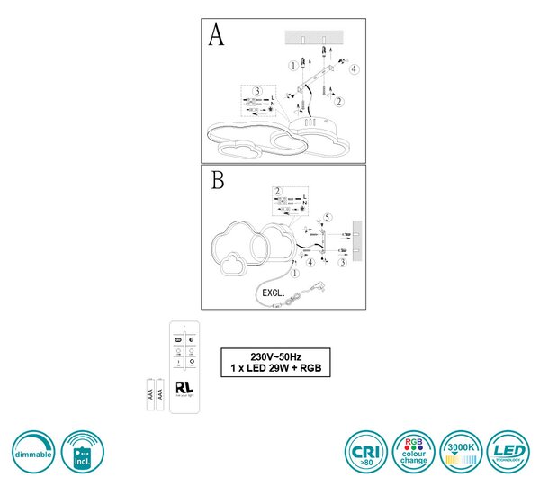 Φωτιστικό Οροφής RL Lighting Cloudy R62263131