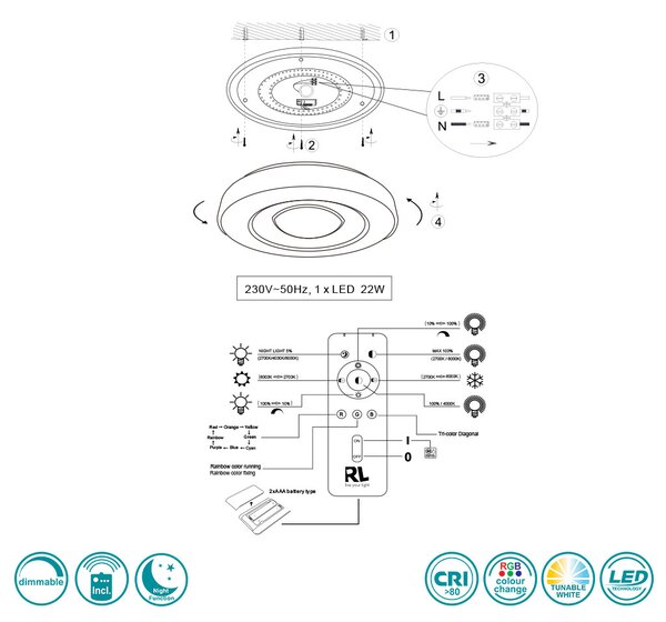 Φωτιστικό Οροφής RL Lighting Arco R65091032