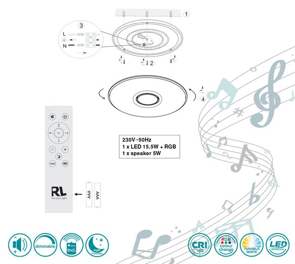 Φωτιστικό Οροφής RL Lighting Musica R69031101