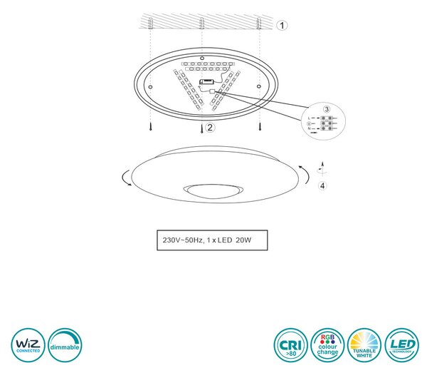 Φωτιστικό Οροφής RL Lighting Lia R65051000 Λευκό Smart