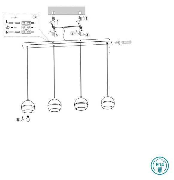 Φωτιστικό Κρεμαστό Ράγα Trio Lighting Fletcher 313300432 Μαύρο Ματ