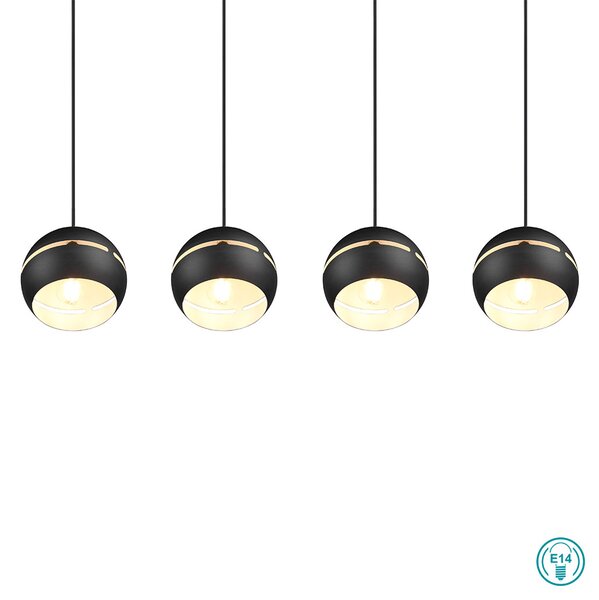 Φωτιστικό Κρεμαστό Ράγα Trio Lighting Fletcher 313300432 Μαύρο Ματ