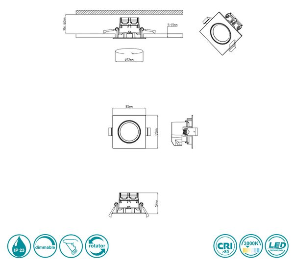 Φωτιστικό Σποτ Χωνευτό Κινητό Trio Lighting Pamir 650410107 Νίκελ Ματ (IP23)