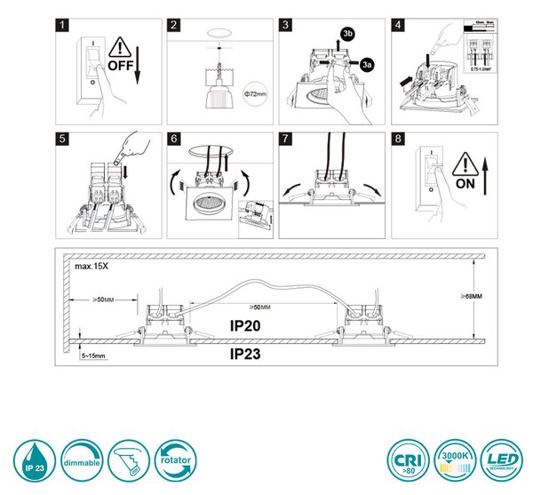 Φωτιστικό Σποτ Χωνευτό Κινητό Trio Lighting Pamir 650410107 Νίκελ Ματ (IP23)