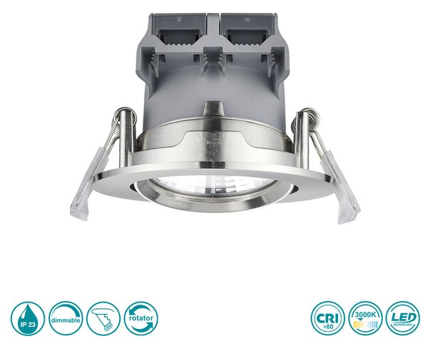 Φωτιστικό Σποτ Χωνευτό Κινητό Trio Lighting Pamir 650510107 Νίκελ Ματ (IP23)