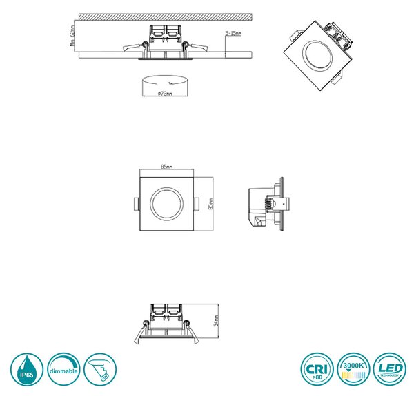 Φωτιστικό Σποτ Χωνευτό Trio Lighting Zagros 650610131 Λευκό Ματ (IP65)