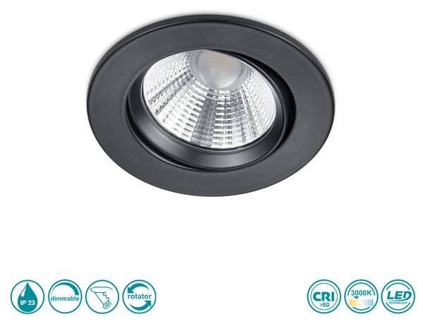 Φωτιστικό Σποτ Χωνευτό Κινητό Trio Lighting Pamir 650510132 Μαύρο Ματ (IP23)