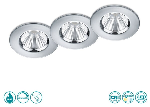 Φωτιστικό Σποτ Χωνευτό Trio Lighting Zagros 650710306 Χρώμιο (IP65) (ΣΕΤ 3 ΤΕΜ.)