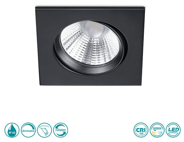 Φωτιστικό Σποτ Χωνευτό Κινητό Trio Lighting Pamir 650410132 Μαύρο Ματ (IP23)