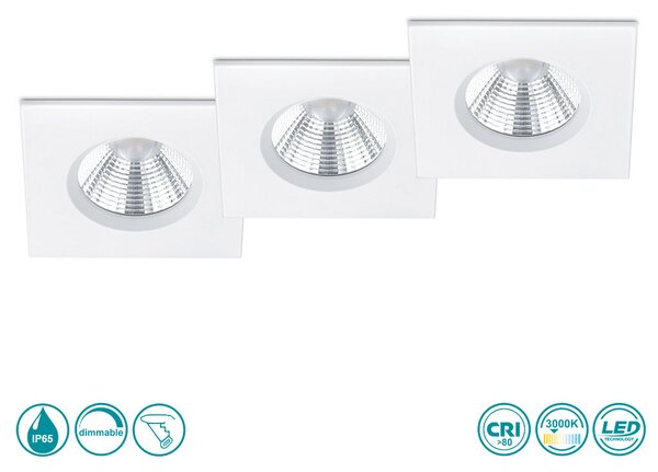 Φωτιστικό Σποτ Χωνευτό Trio Lighting Zagros 650610331 Λευκό Ματ (IP65) (ΣΕΤ 3 ΤΕΜ.)