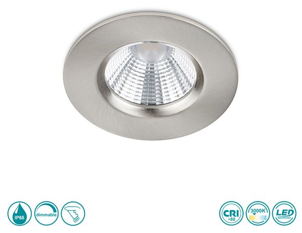 Φωτιστικό Σποτ Χωνευτό Trio Lighting Zagros 650710107 Νίκελ Ματ (IP65)