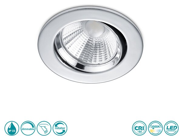 Φωτιστικό Σποτ Χωνευτό Κινητό Trio Lighting Pamir 650510106 Χρώμιο (IP23)