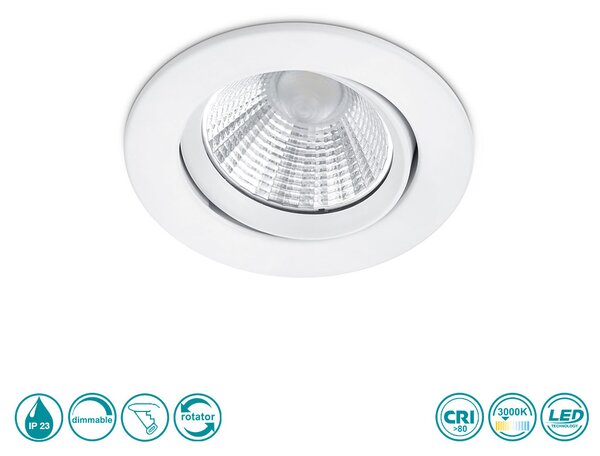 Φωτιστικό Σποτ Χωνευτό Κινητό Trio Lighting Pamir 650510131 Λευκό Ματ (IP23)