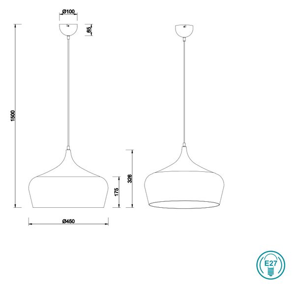 Κρεμαστό Φωτιστικό Trio Lighting Chiron 310890108 Οξυντέ-Μαύρο Ματ