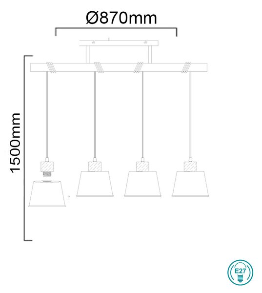 Φωτιστικό Κρεμαστό Ράγα Trio Lighting Harris 312700432 Μαύρο Ματ