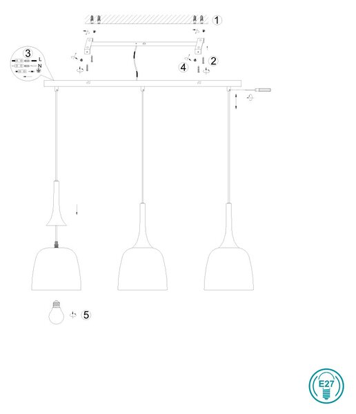 Κρεμαστό Φωτιστικό Ράγα Trio Lighting Chiron 310800308 Οξυντέ-Μαύρο Ματ