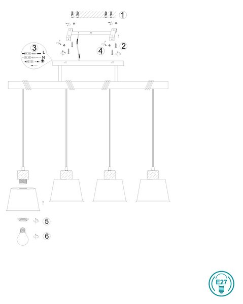 Φωτιστικό Κρεμαστό Ράγα Trio Lighting Harris 312700432 Μαύρο Ματ