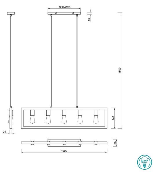 Φωτιστικό Κρεμαστό Ράγα Trio Lighting Agra 313800532