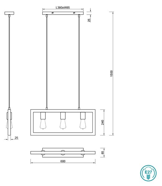 Φωτιστικό Κρεμαστό Ράγα Trio Lighting Agra 313800332