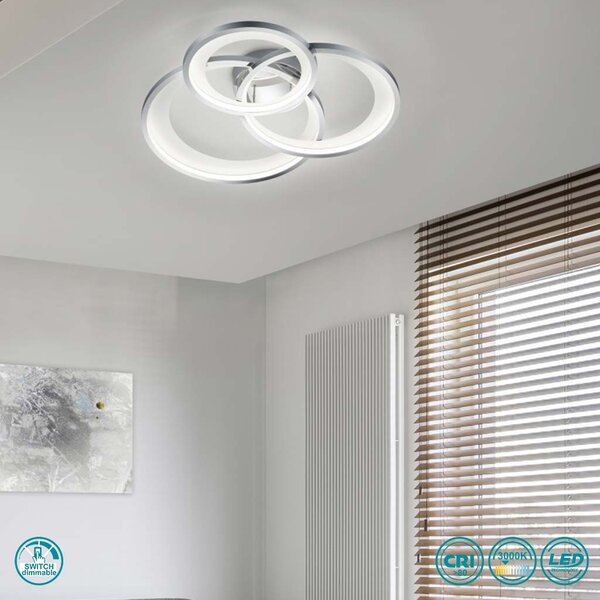 Φωτιστικό Οροφής Trio Lighting Granada 673810306 Χρώμιο, Λευκό