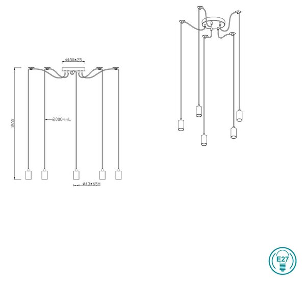 Κρεμαστό Φωτιστικό Trio Lighting Cord 310100562 Αντικέ Χαλκός