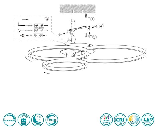 Φωτιστικό Οροφής Trio Lighting Winona 670810607 Νίκελ Ματ