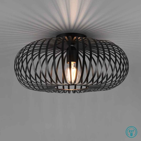 Φωτιστικό Οροφής Vintage Trio Lighting Johann 606900132 Μαύρο Ματ