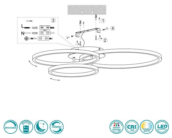 Φωτιστικό Οροφής Trio Lighting Winona 670810632 Μαύρο Ματ