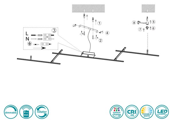 Φωτιστικό Οροφής Trio Lighting Arvin 628410532 Μαύρο Ματ