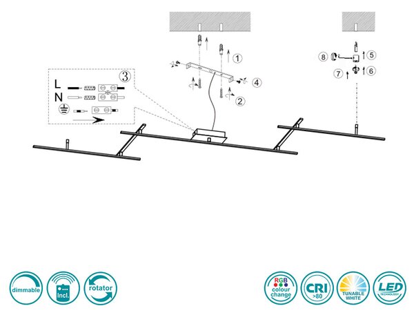 Φωτιστικό Οροφής Trio Lighting Arvin 628410507 Νίκελ Ματ