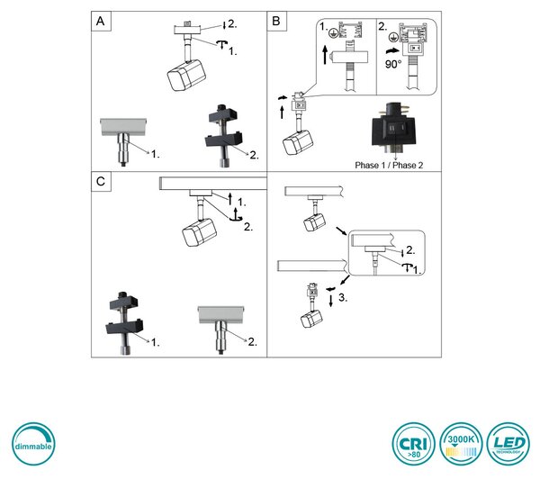 Σποτ Ράγας DUOline Trio Lighting Roubaix 78150131 Λευκό Ματ