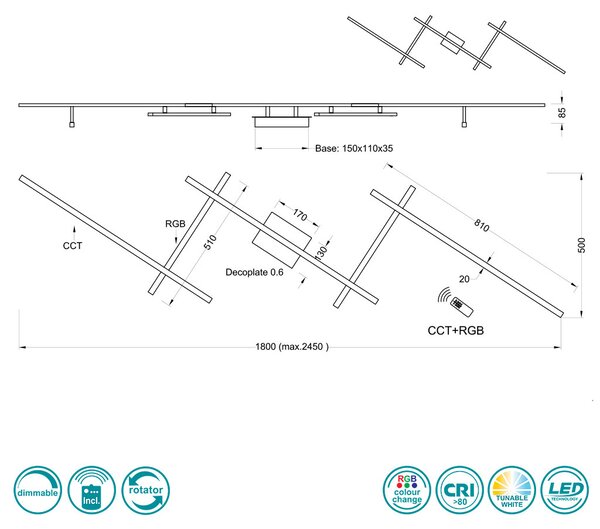 Φωτιστικό Οροφής Trio Lighting Arvin 628410507 Νίκελ Ματ