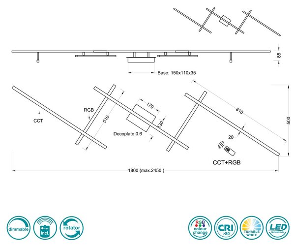 Φωτιστικό Οροφής Trio Lighting Arvin 628410532 Μαύρο Ματ